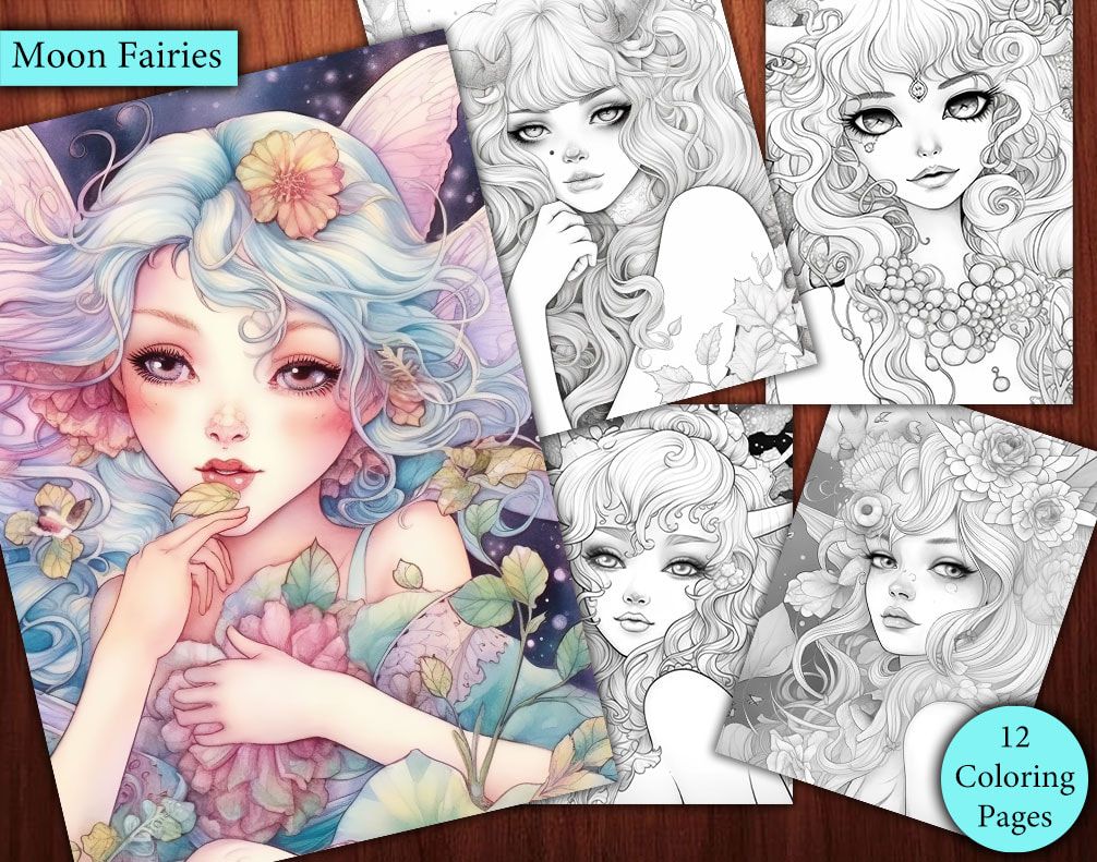 12 Moon Fairies Coloring Page 12 Moon Fairies Coloring Page