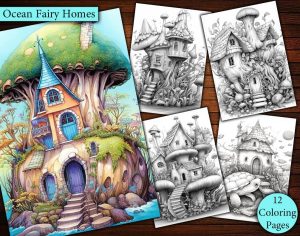 12 Ocean Fairy Houses Coloring Page