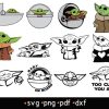 12 pcs Layered Baby Yoda Pack- svg, png, pdf, dxf