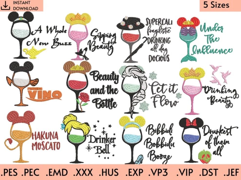 12 Princess Drinks Embroidery Machine Design 12 Princess Drinks Embroidery Machine Design