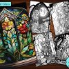 12 Stained Glass Coloring Page