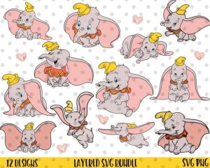12pcs Dumbo SVG Bundle, Cute Svg