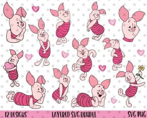 12pcs Piglet SVG Bundle, Disney SVG
