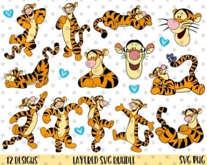 12pcs Tigger SVG Bundle, Disney Svg