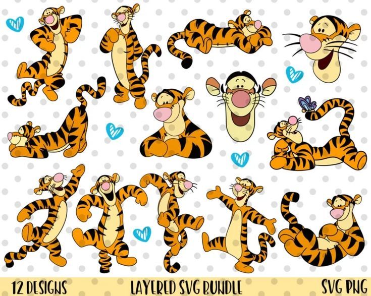 12pcs Tigger SVG Bundle, Disney Svg 12pcs Tigger SVG Bundle, Disney Svg