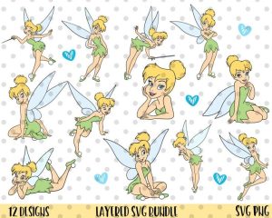 12pcs Tinkerbell SVG & PNG ClipArt Files, Disney Princess SVG, Cricut Cutting File