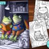 3 Cozy Frogs Coloring Page