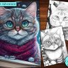 3 Icy Cat Adventure Coloring Page