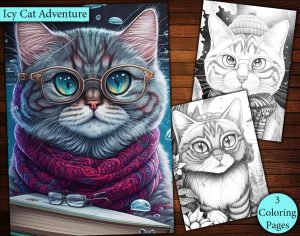 3 Icy Cat Adventure Coloring Page