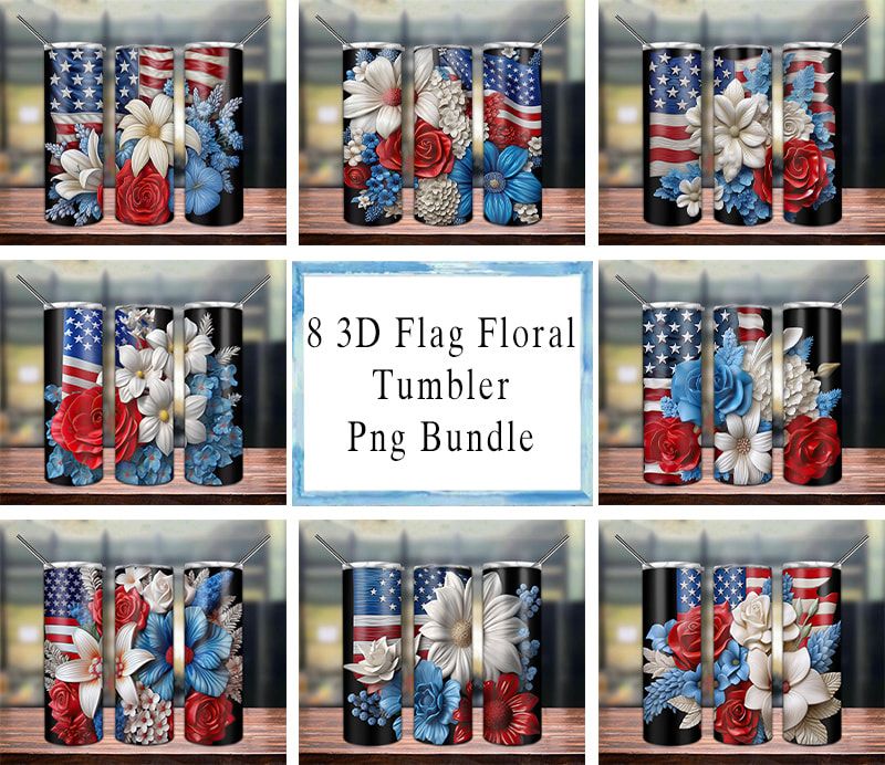 3d American Flag Flowers Tumbler Png 3d American Flag Flowers Tumbler Png