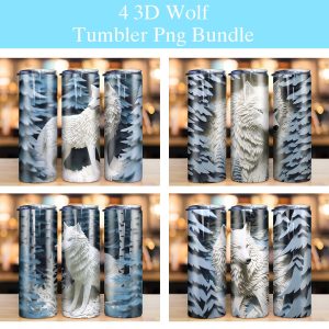 3d Arctic Wolf Tumbler Png