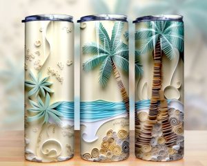 3d Beach Scene Tumbler Png