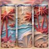 3d Beach Sunset Landscape Tumbler Png