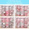 3d Beach Themed Pink Silver Boho Art Tumbler Png