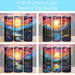 3d Beautiful Northern Lights Tumbler Png