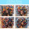 3d Beautiful Woman With Flowers And Butterflies Tumbler Png