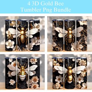 3d Bee Honeycomb Black And Gold Tumbler Png