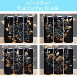 3d Black Rose Gold Tumbler Png