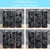 3d Black Roses Tumbler Png
