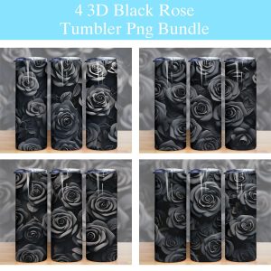 3d Black Roses Tumbler Png
