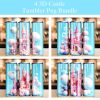 3d Blue Pink Castle Tumbler Png
