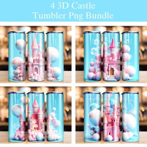 3d Blue Pink Castle Tumbler Png