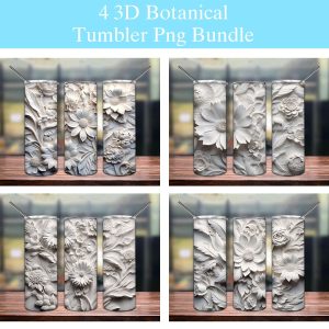 3d Botanical Floral Tumbler Png