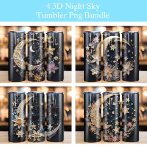 3d Bright Night Skies Tumbler Png