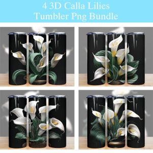 3d Calla Lilies Tumbler Png