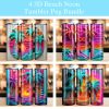 3d Carved Beach Life Neon Palm Tree Tumbler Png