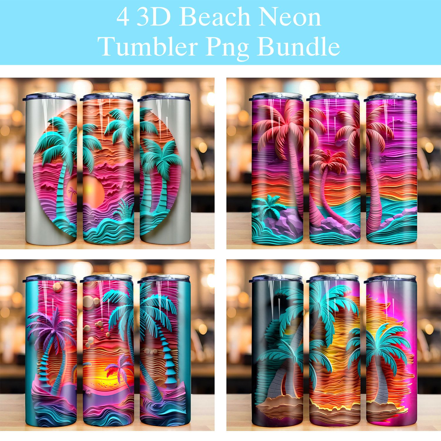 3d Carved Beach Life Neon Palm Tree Tumbler Png 3d Carved Beach Life Neon Palm Tree Tumbler Png