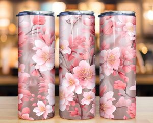 3d Cherry Blossom Tumbler Png