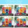 3d Colorful Flowers Tumbler Png
