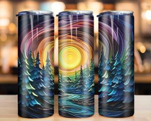 3d Colorful Nothern Light Tumbler Png
