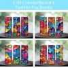 3d Colorful Rainbow Flowers And Butterflies Tumbler Png