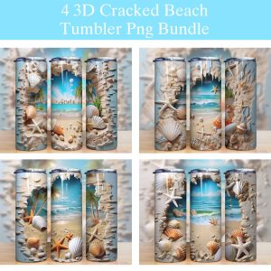 3d Cracked Wall Beach Seashell Tumbler Png