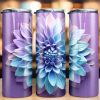 3d Dahlia Ombre Tumbler Png