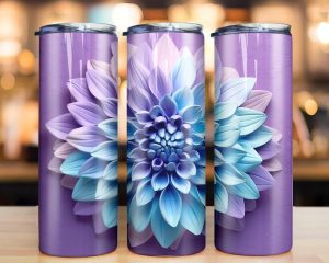 3d Dahlia Ombre Tumbler Png