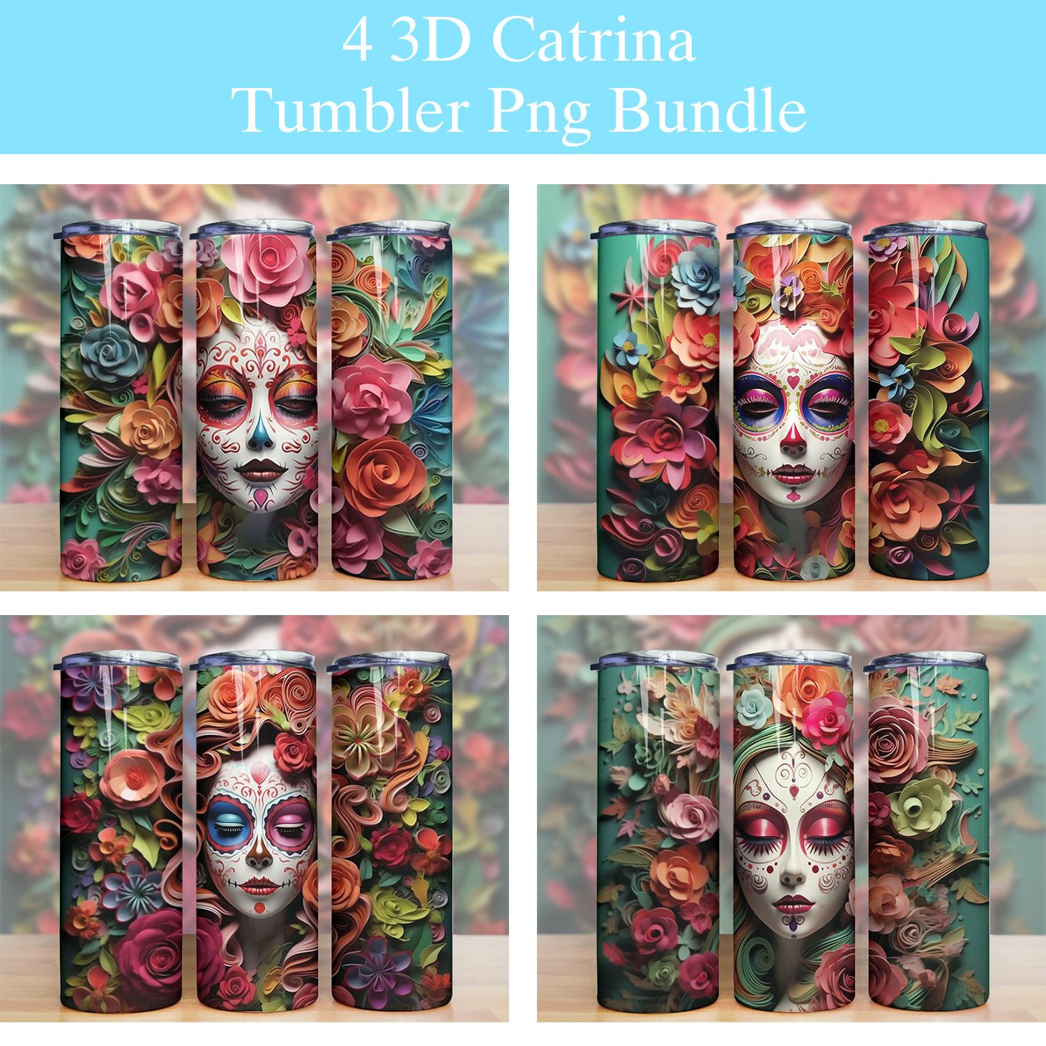 3d Day Of The Dead Sugar Skull Catrina Tumbler Png 3d Day Of The Dead Sugar Skull Catrina Tumbler Png