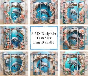 3d Dolphin Ocean Beach Tumbler Png
