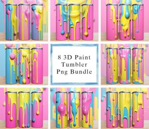 3d Dripping Paint Tumbler Png