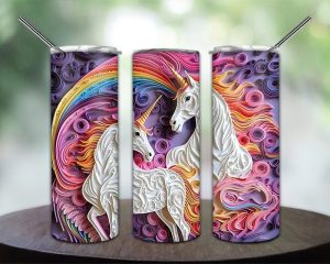 3d Embroidered Unicorns Tumbler Png 2