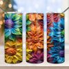3d Embroidery Sunflowers Tumbler Png