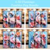 3d Flamingo With Flowers Tumbler Png