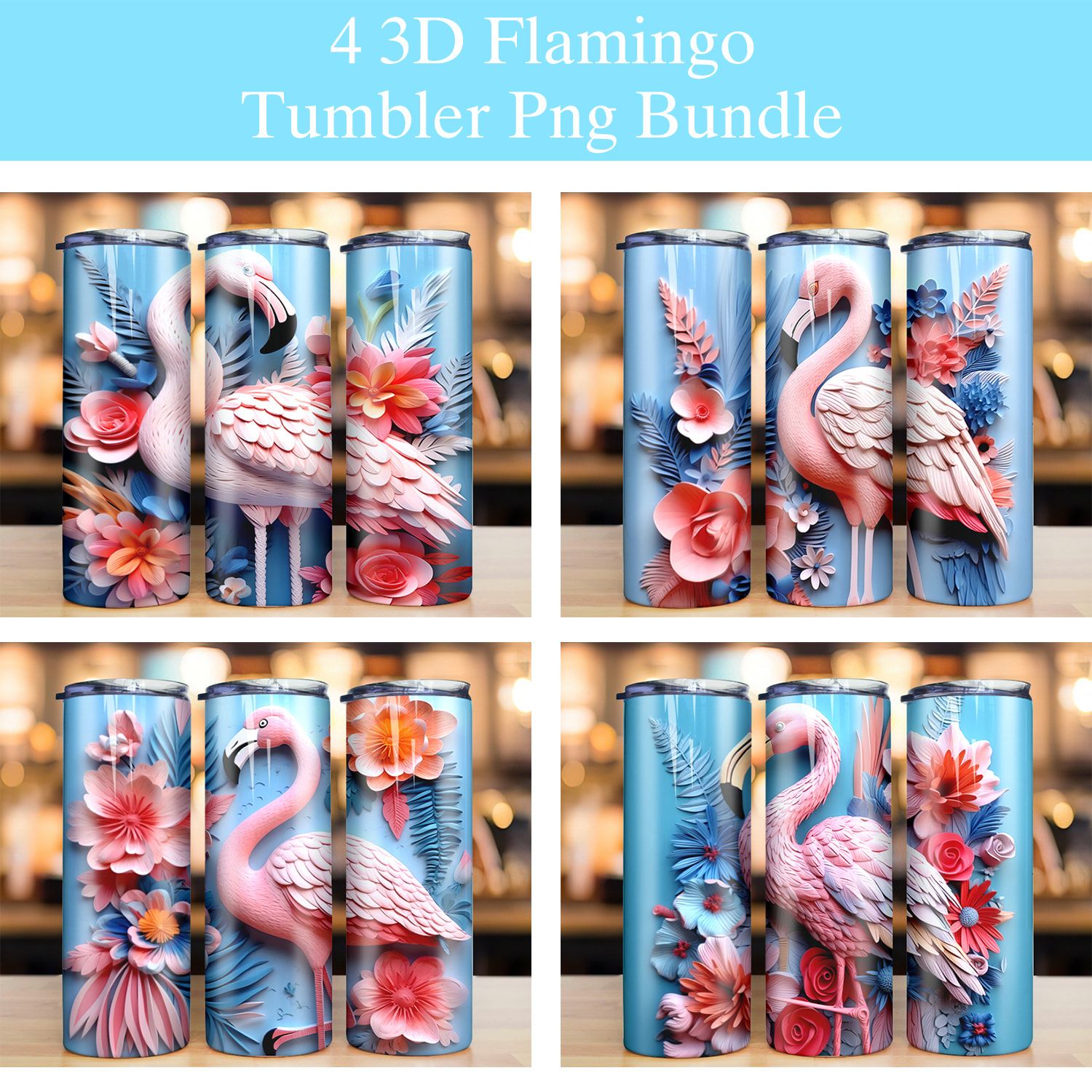 3d Flamingo With Flowers Tumbler Png 3d Flamingo With Flowers Tumbler Png
