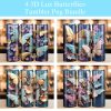 3d Floral Lux Butterflies Gradient Tumbler Png