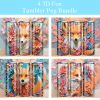 3d Fox And Flowers Tumbler Png