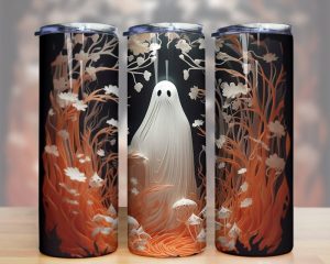 3d Ghost Floral Tumbler Png