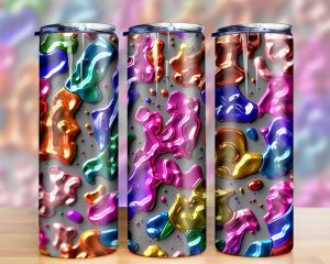 3d Glitter Vibrant Color Tumbler Png