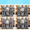 3d Gothic Skull With Flowers Tumbler Png